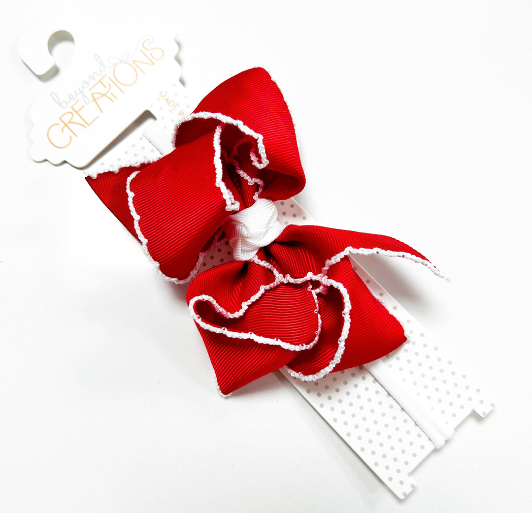 Crochet Edge Bows on Headband Lrg