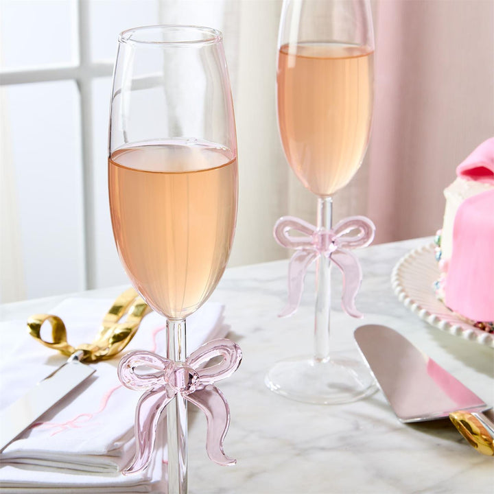 Pink Bow Champagne Glass