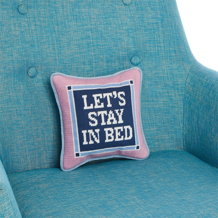 Let's Stay in Bed Needlepoint Pillow