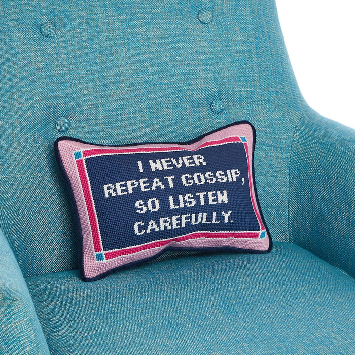 Never Repeat Gossip Needlepoint Pillow