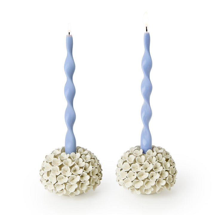 White Hydrangea Flower Bud Vase/ Taper Candle Holder