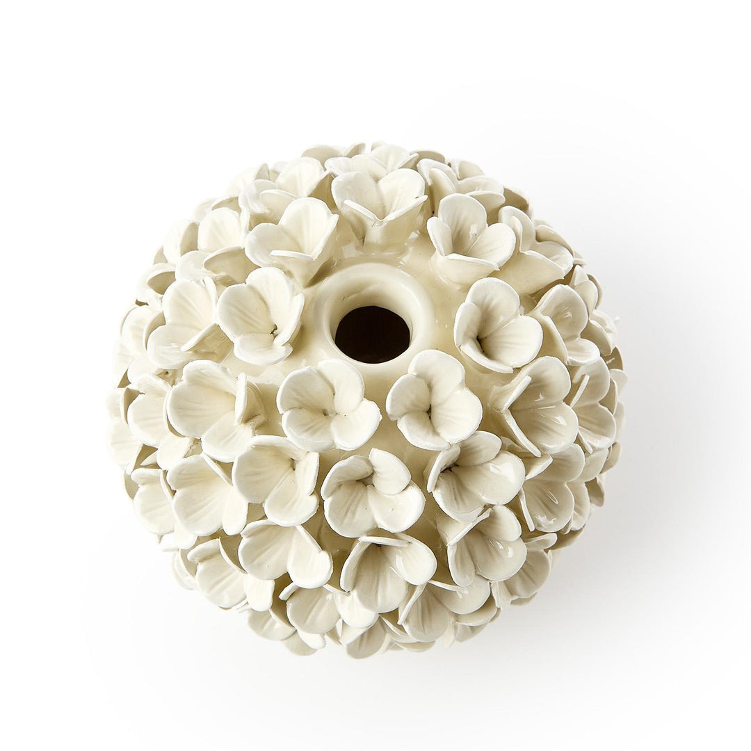 White Hydrangea Flower Bud Vase/ Taper Candle Holder