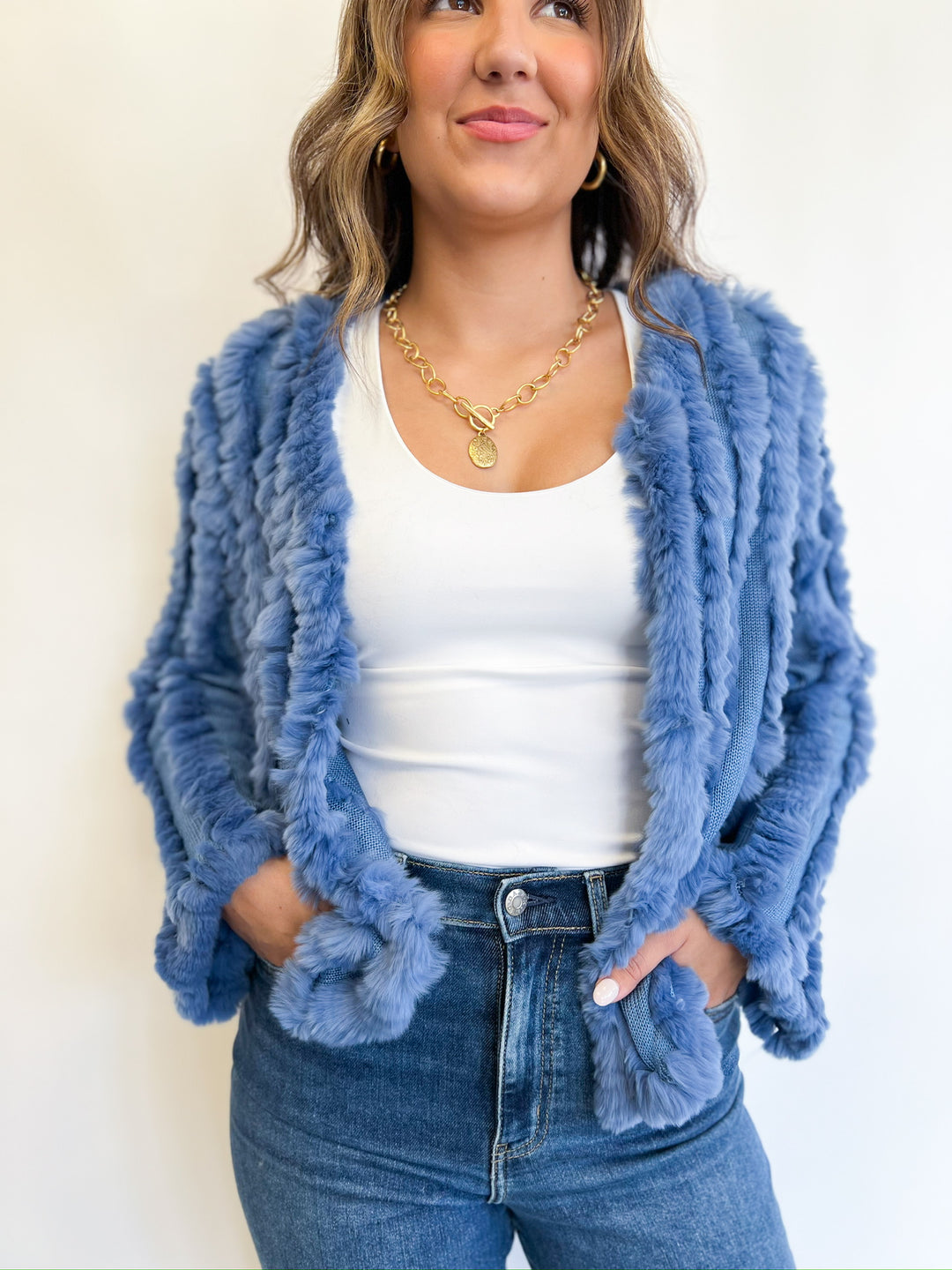 Periwinkle Blue Fur Jacket