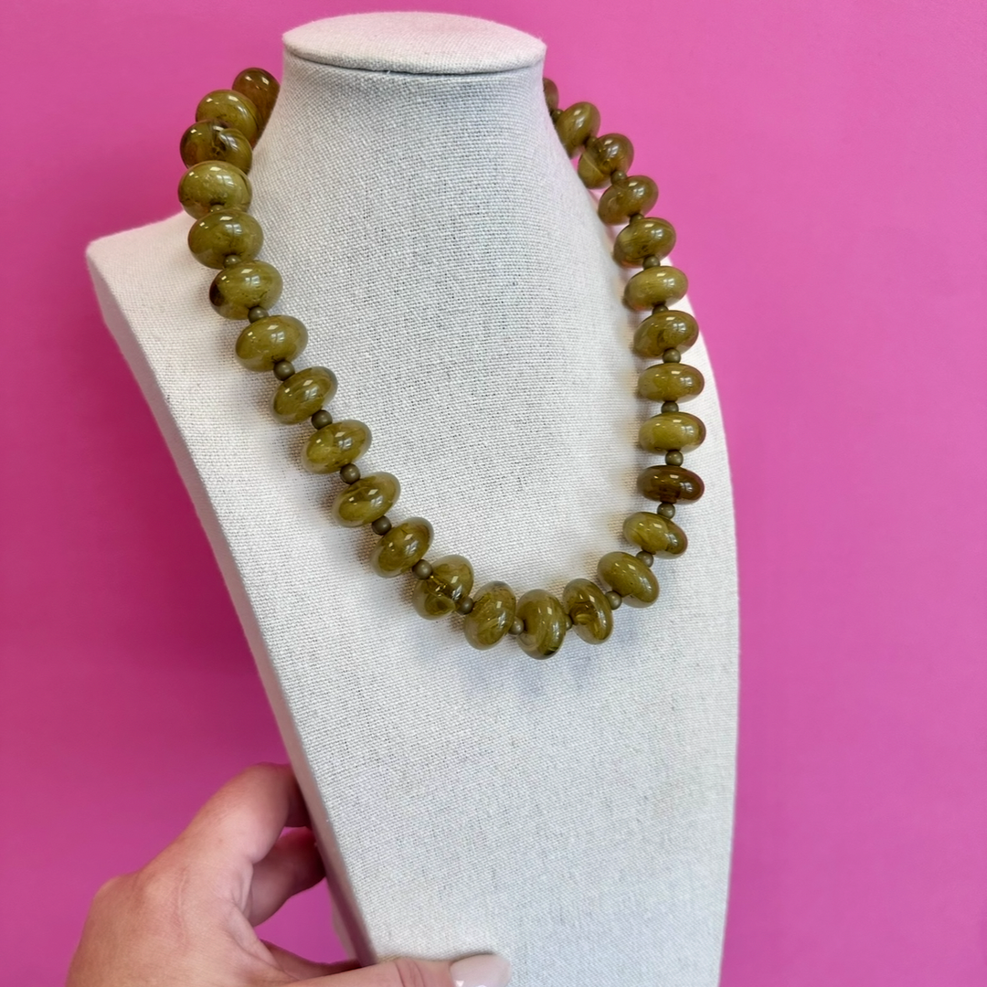 Olive Green Bauble Necklace