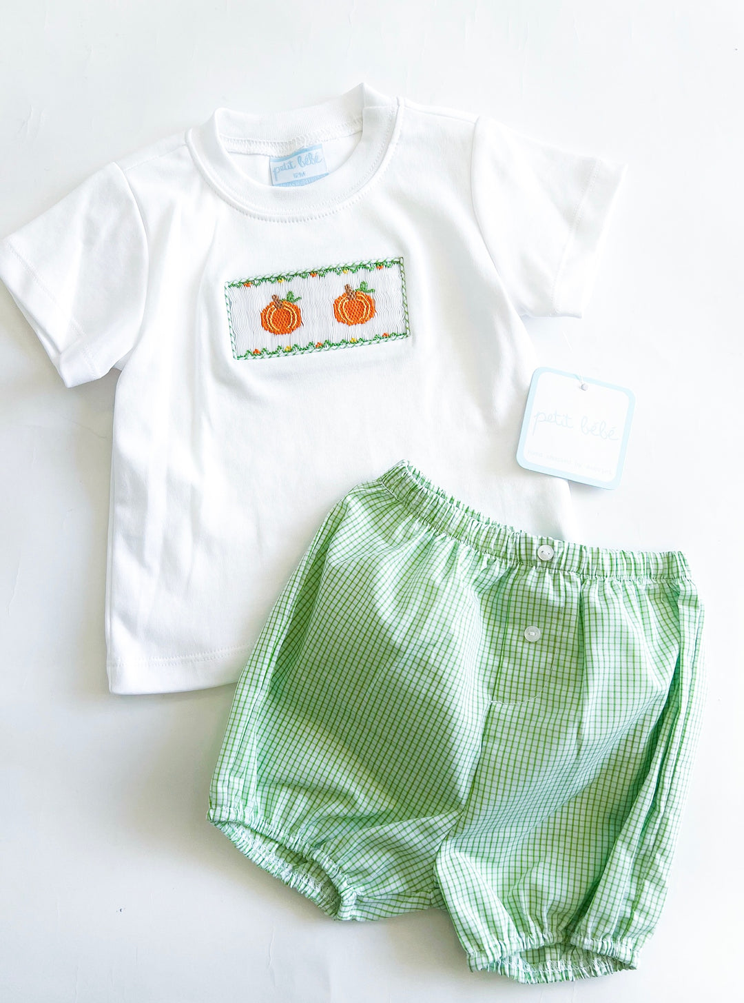 Green Check Pumpkin Patch Short Set
