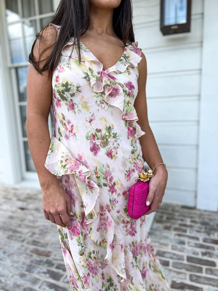 Pink Floral Stella Ruffle Dress
