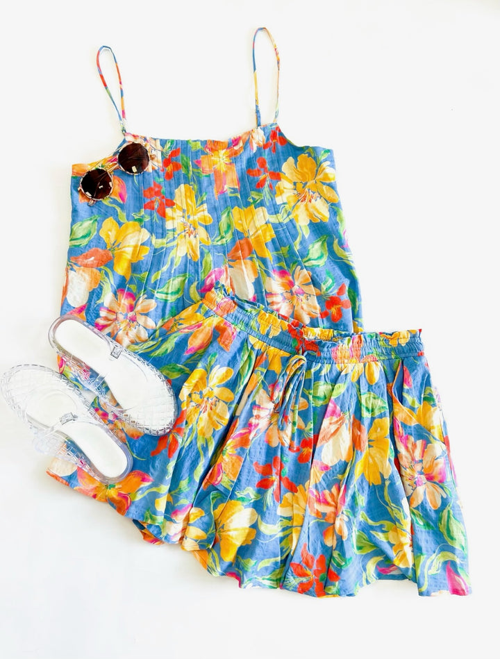 Blue Multi Beach Cowgirl Skort Set