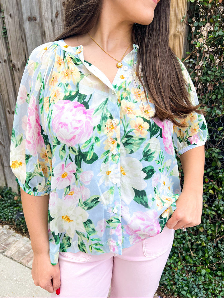 Spring Forward Floral Button Blouse