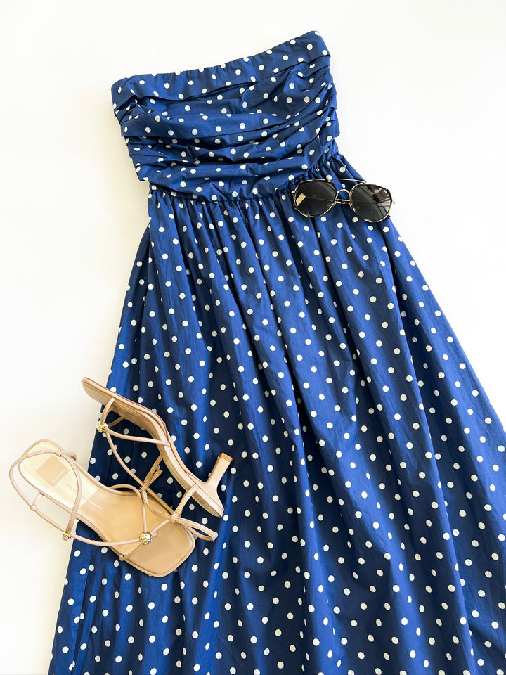 Navy Polka Dot Savor Maxi Dress