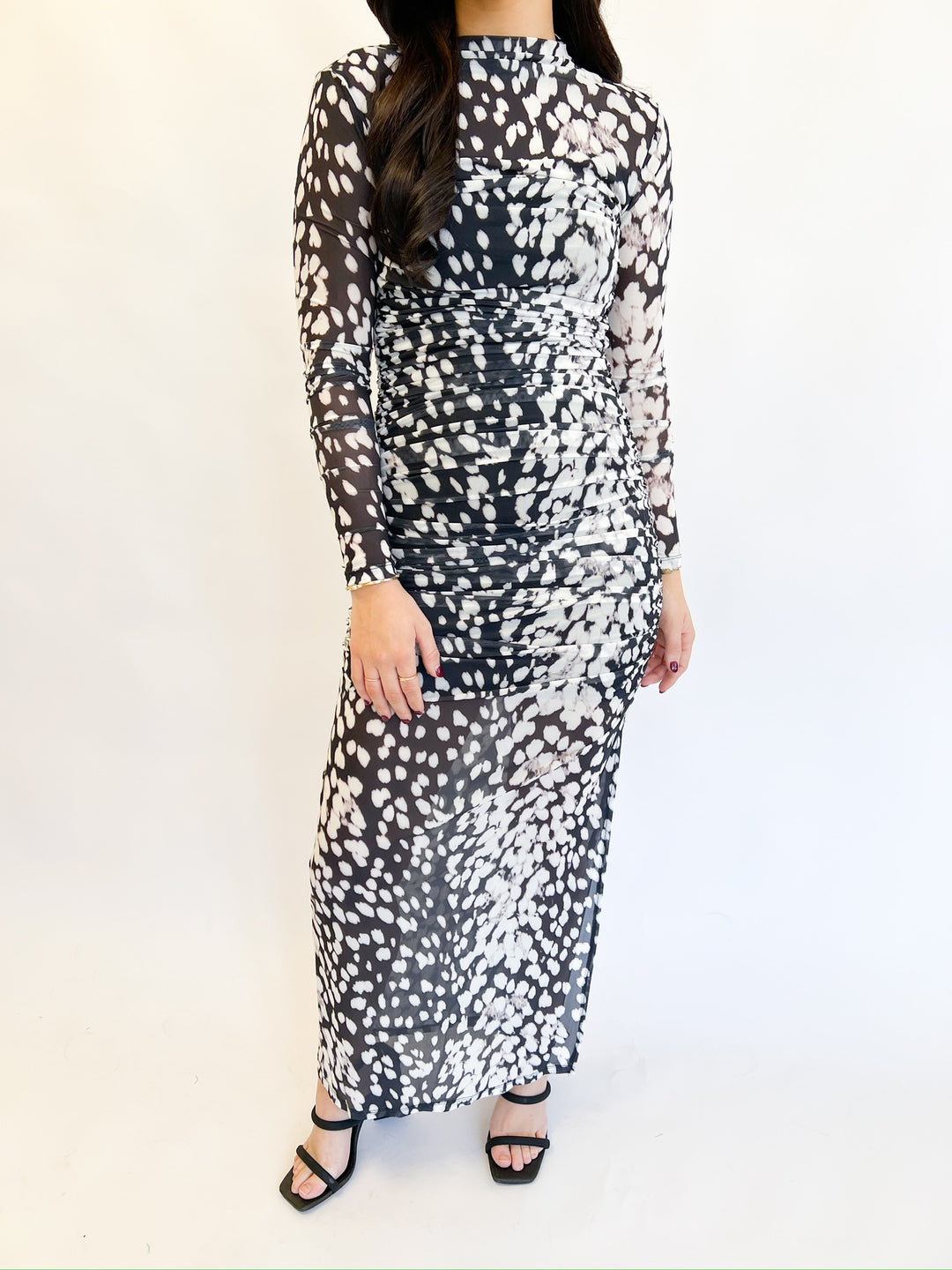 Black & White Josephine Ruched Dress