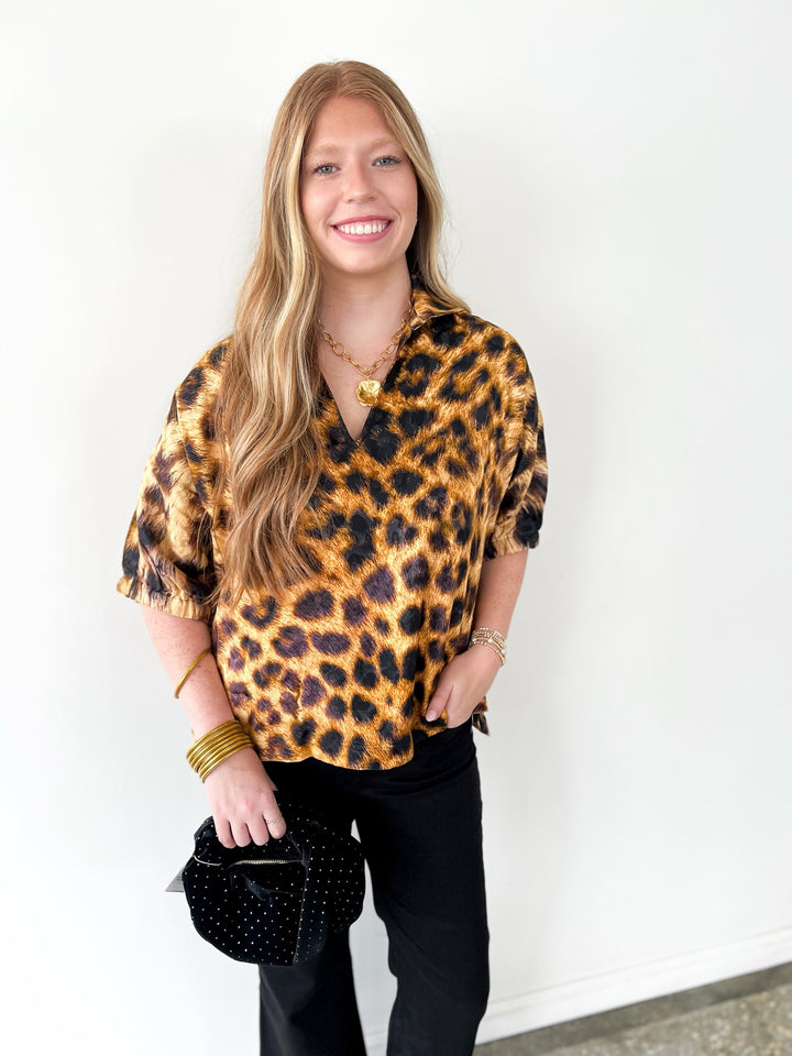 Leopard Jacquard Poppy Top