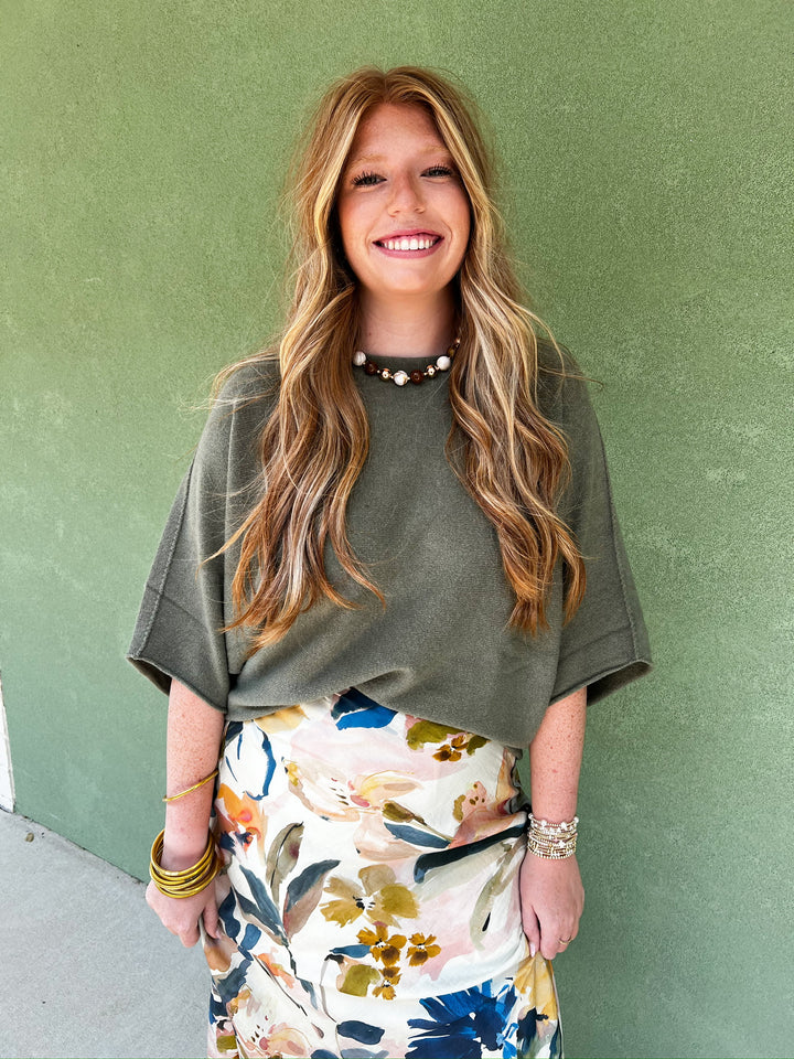 Army Green Sally Knit Sweater