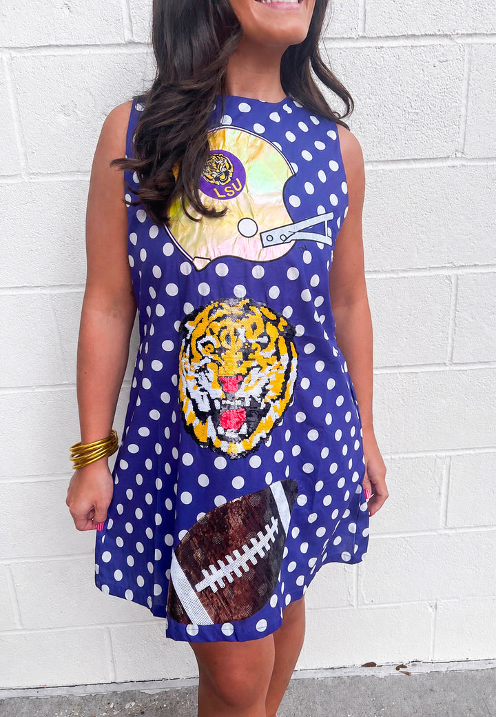 Polka Dot Geaux Queen Tank Dress