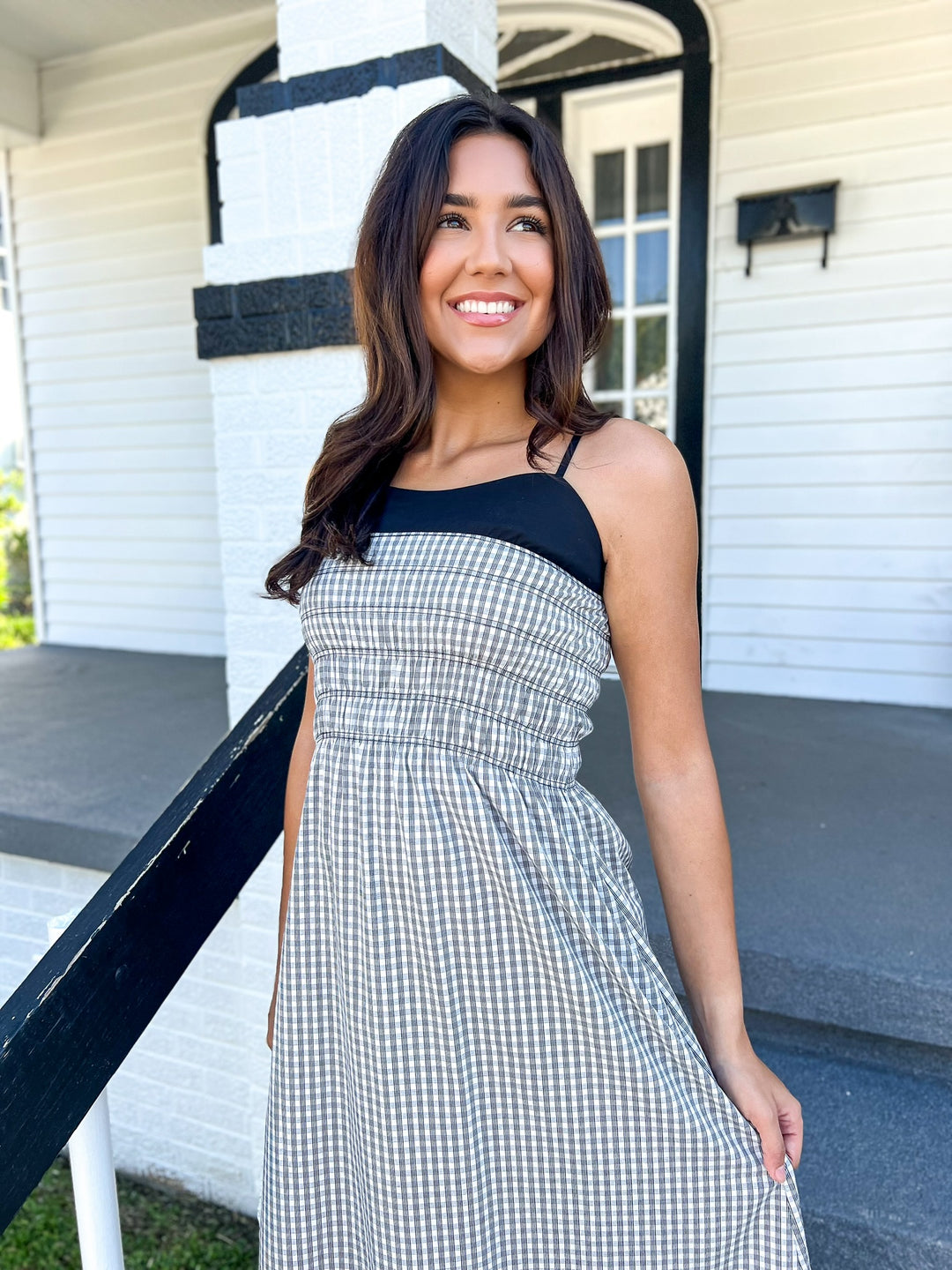 Black & White Gingham Maxi Dress