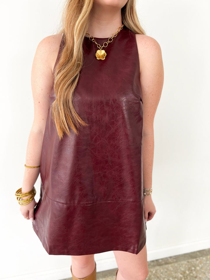 Burnt Cherry Onyx Leather Dress