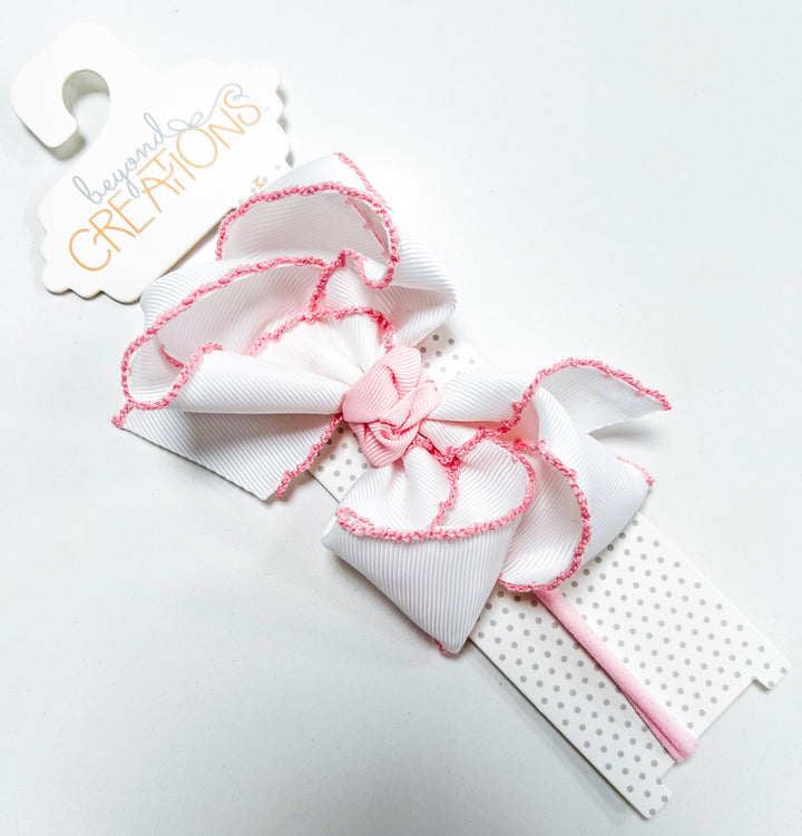 Crochet Edge Bows on Headband Lrg