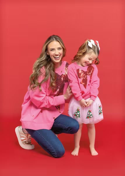Red Sequin Bow Sweatshirt