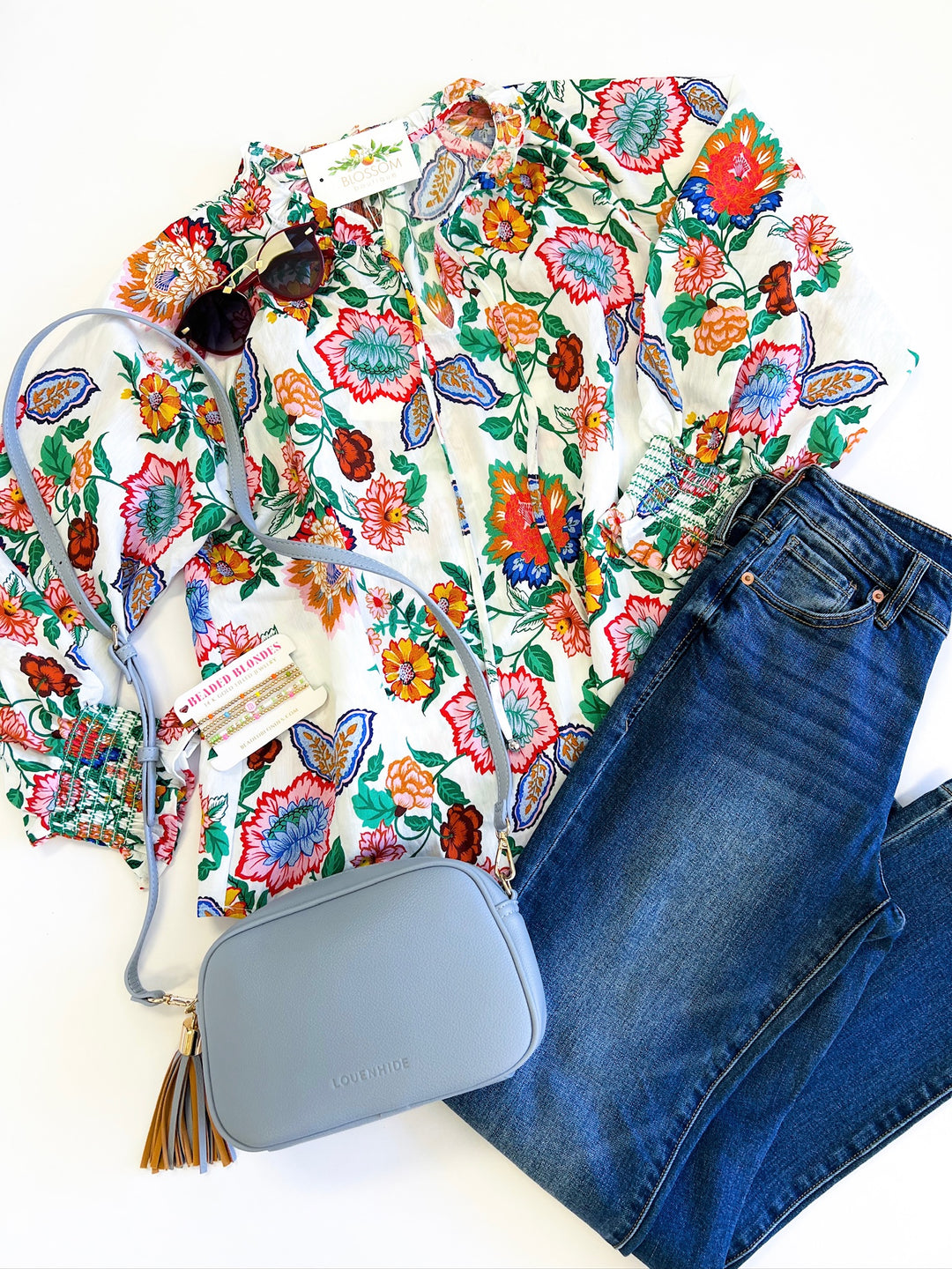 Cream Catie Floral Blouse