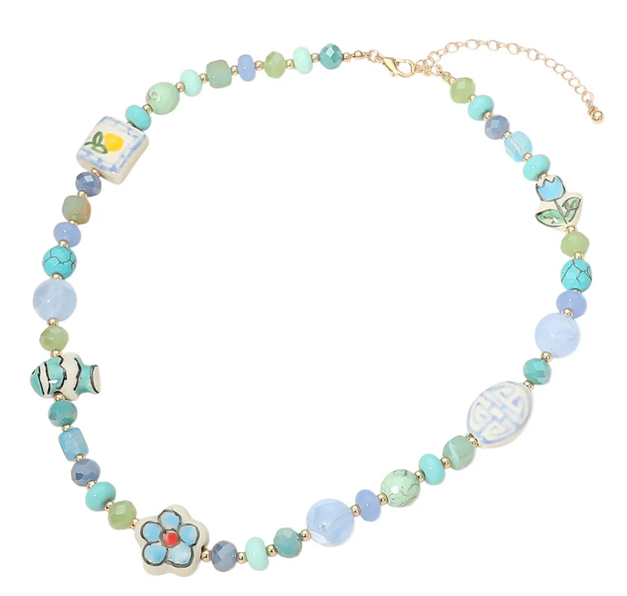 Blue Summer Ceramic Necklace