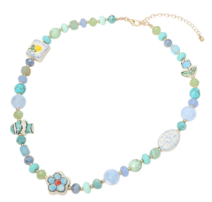 Blue Summer Ceramic Necklace