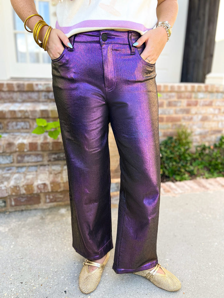 Electric Violet Charlotte High Rise Wide Leg