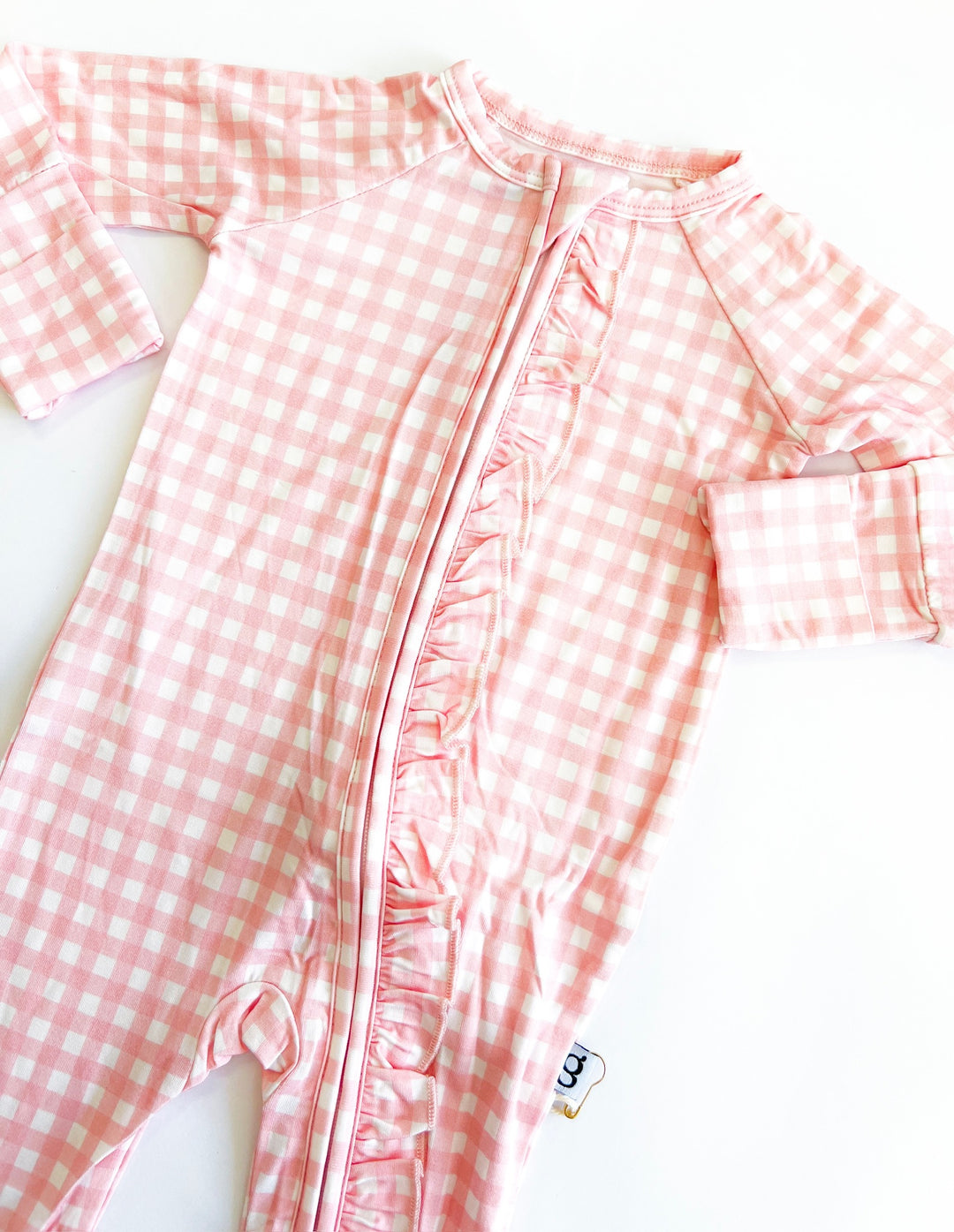Pink Gingham in Cottage LS Zip PJ