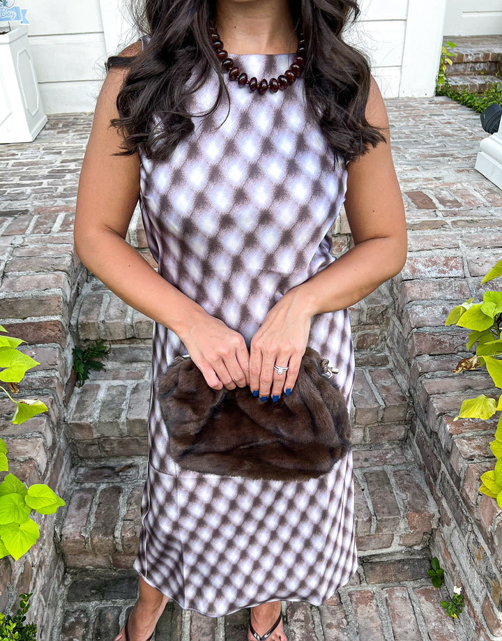 Lavender Check Meiline Midi Dress