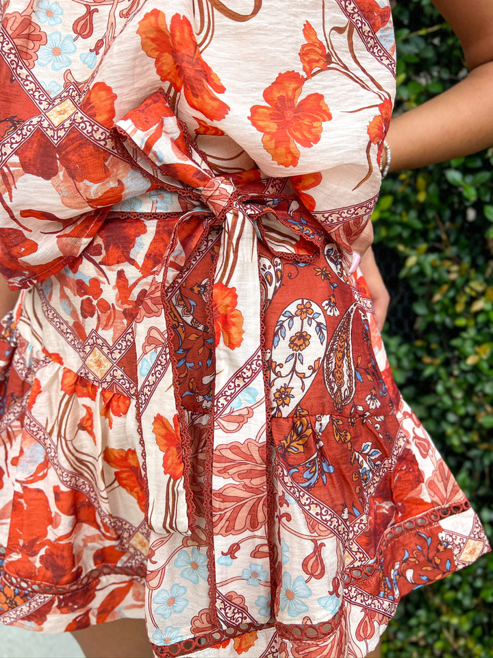 Rust Gia Flutter Skirt Set
