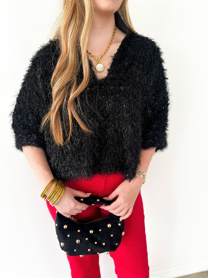 Black Tie Feather Fringe Estelle Top