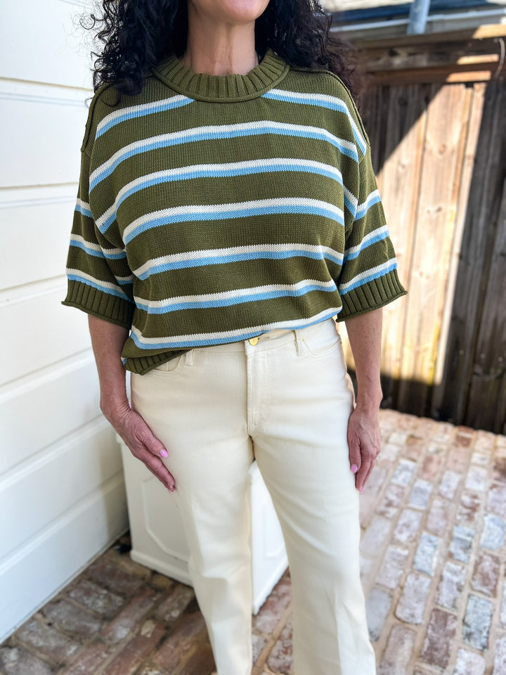 Olive Willow Striped Sweater