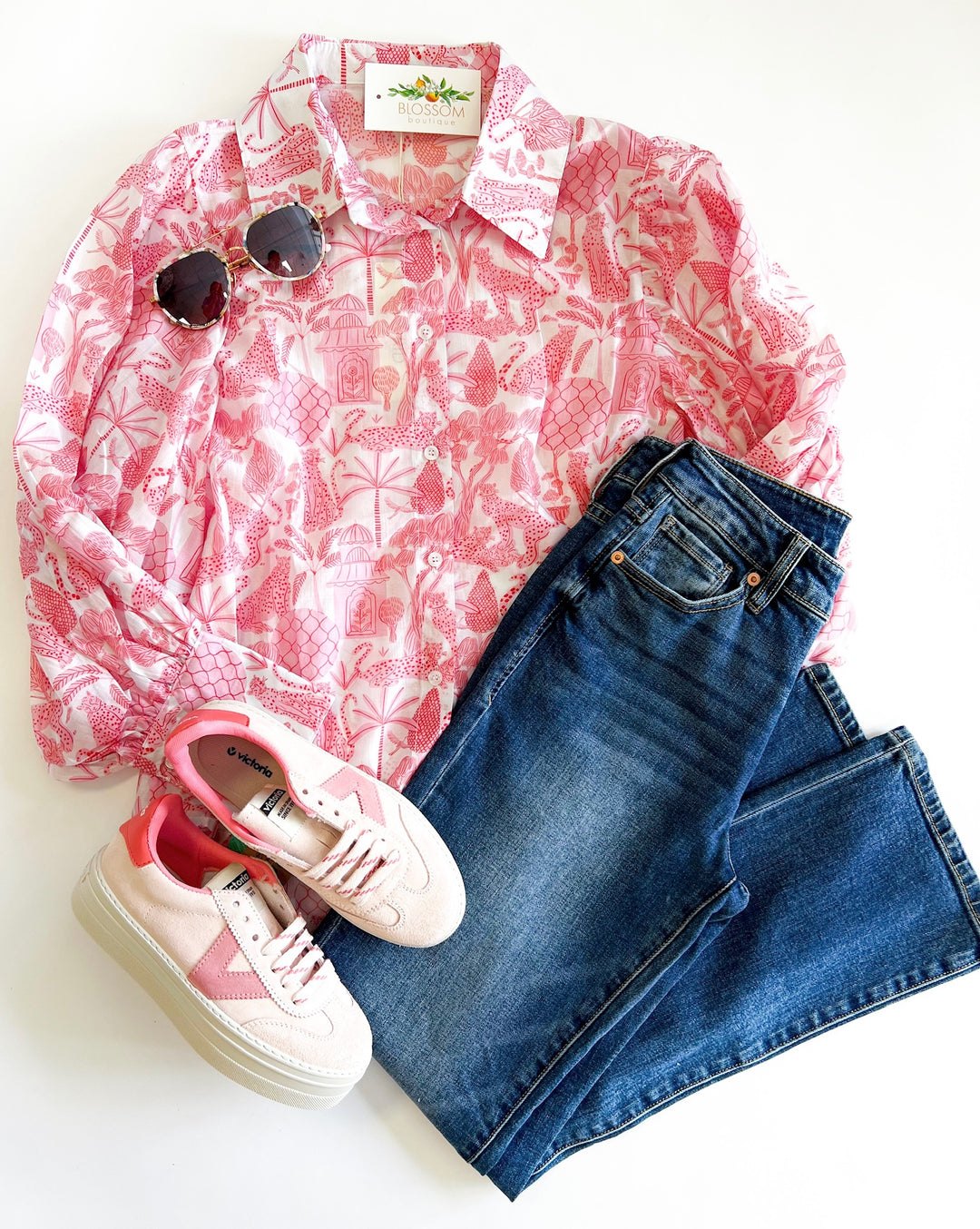 Pink Leopard Toile Blouse
