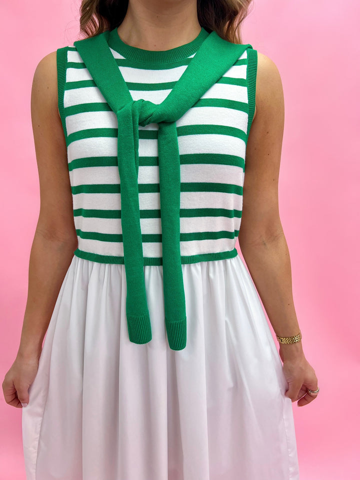 Clover Striped Mixed Midi Dress