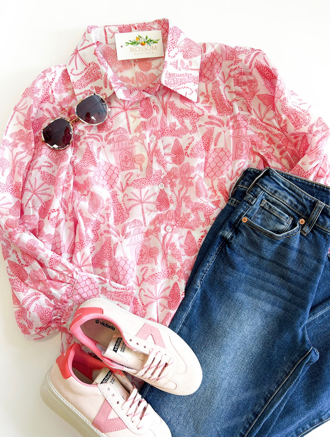 Pink Leopard Toile Blouse