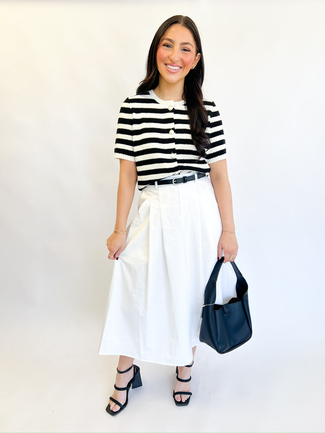 White Central Park Midi Skirt