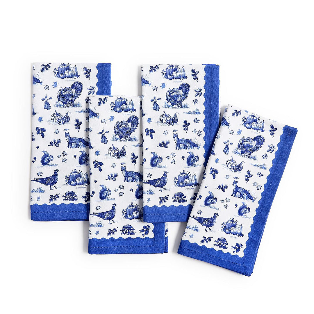 Falling for Blue Toile Set of 4 Napkins