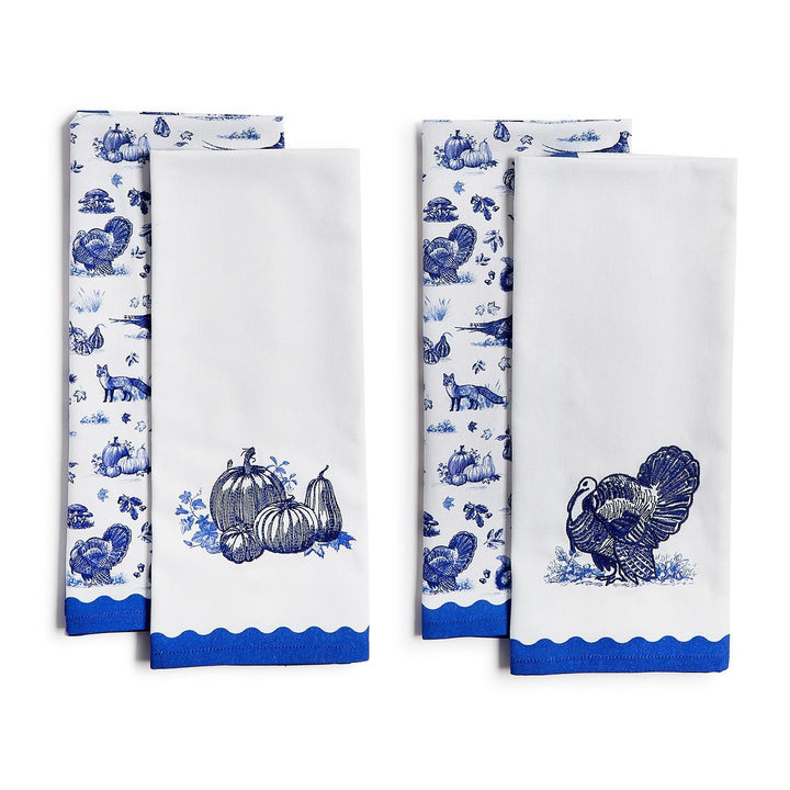 Falling for Blue Toile Embroidered Dish Towel
