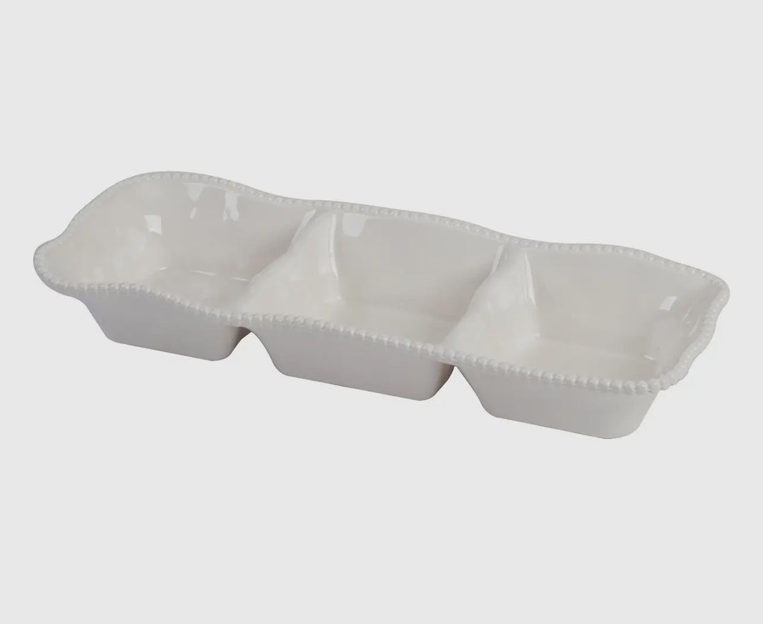 Perlette Cream 3 Section Server