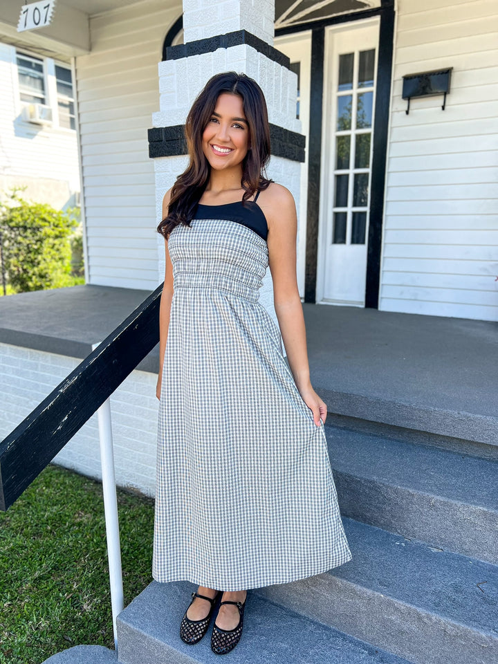 Black & White Gingham Maxi Dress