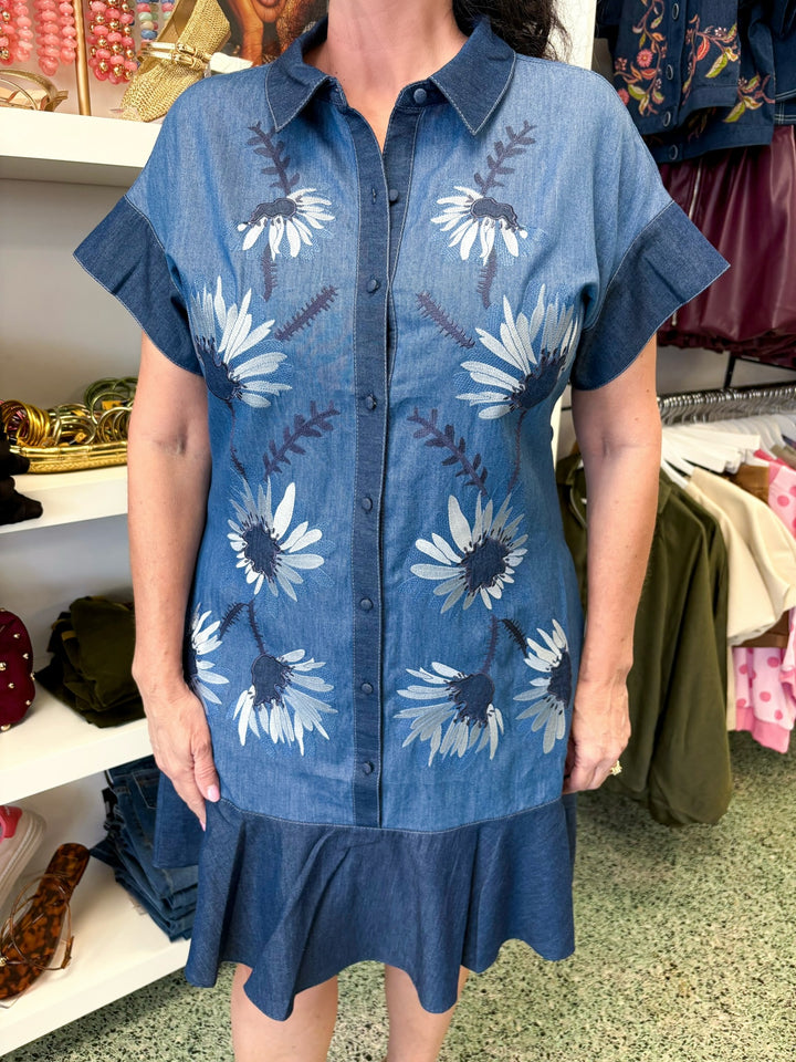 Denim Floral Winnie Dress