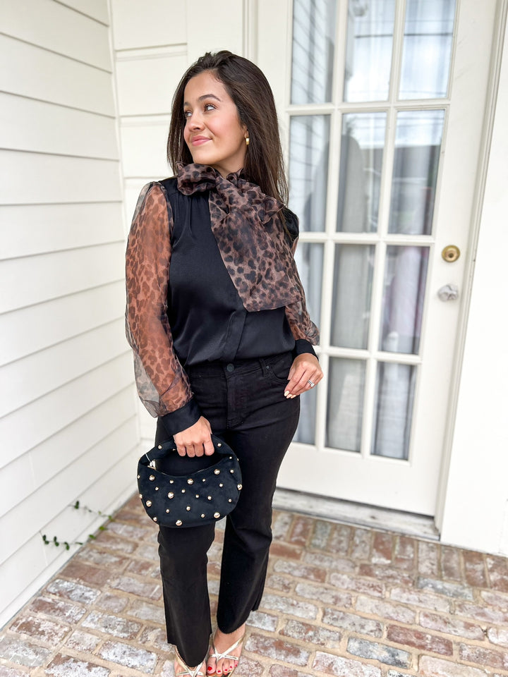Leopard Luxe Mixed Media Top