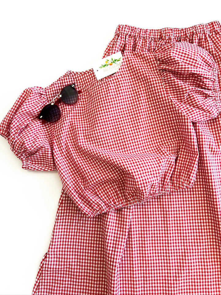 Cherry Gingham Picnic Midi Set