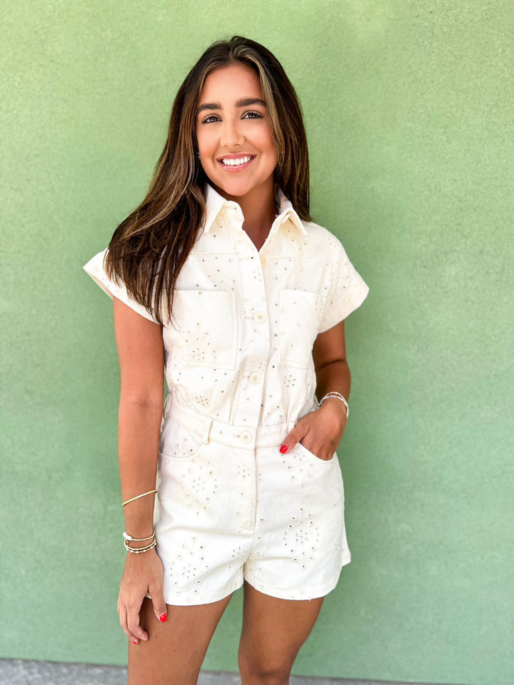 Ivory Eyelet Avril Romper