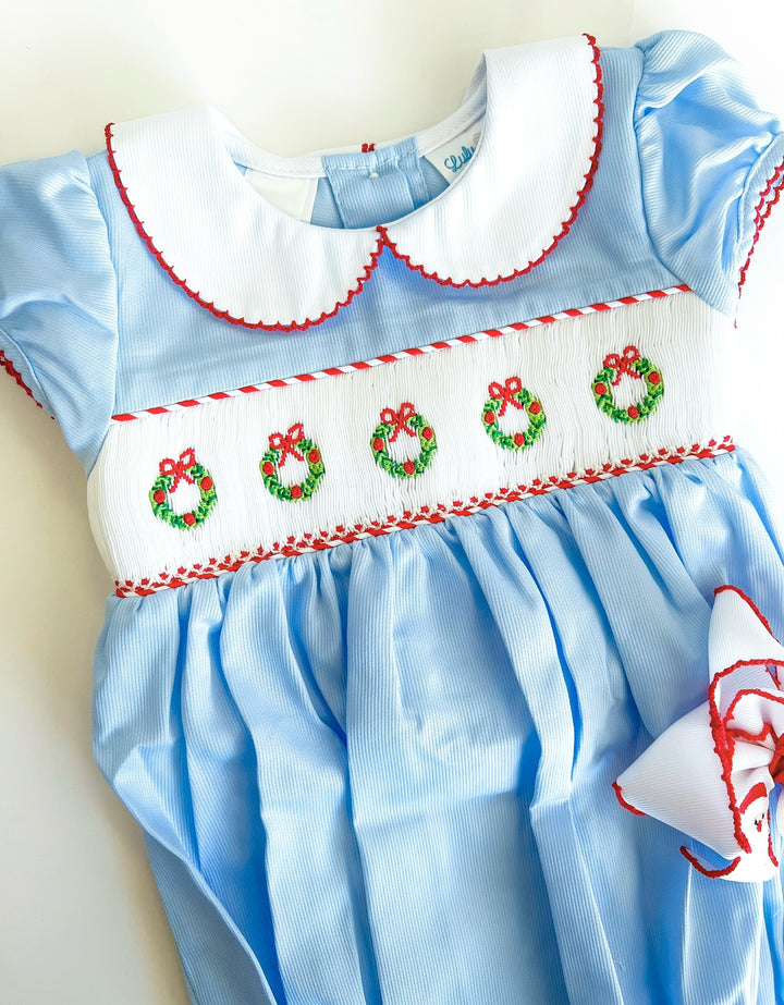 Rosie Wreath Smocked Bubble