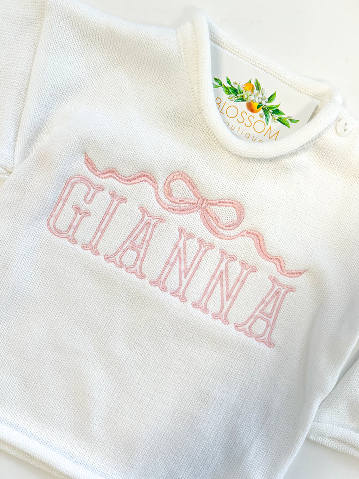 White Rolled Neck Pullover