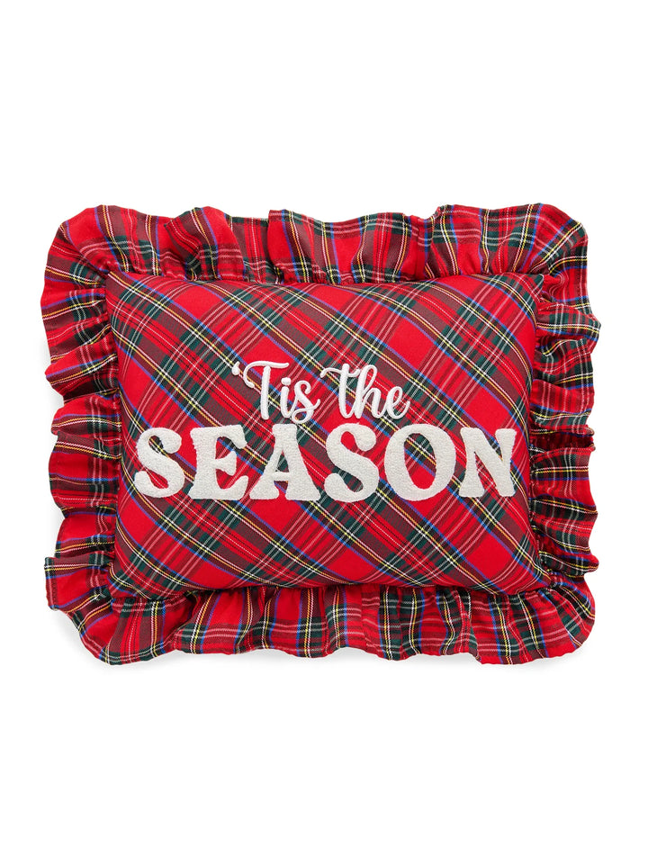 Red Tis' The Season Plaid Pillow