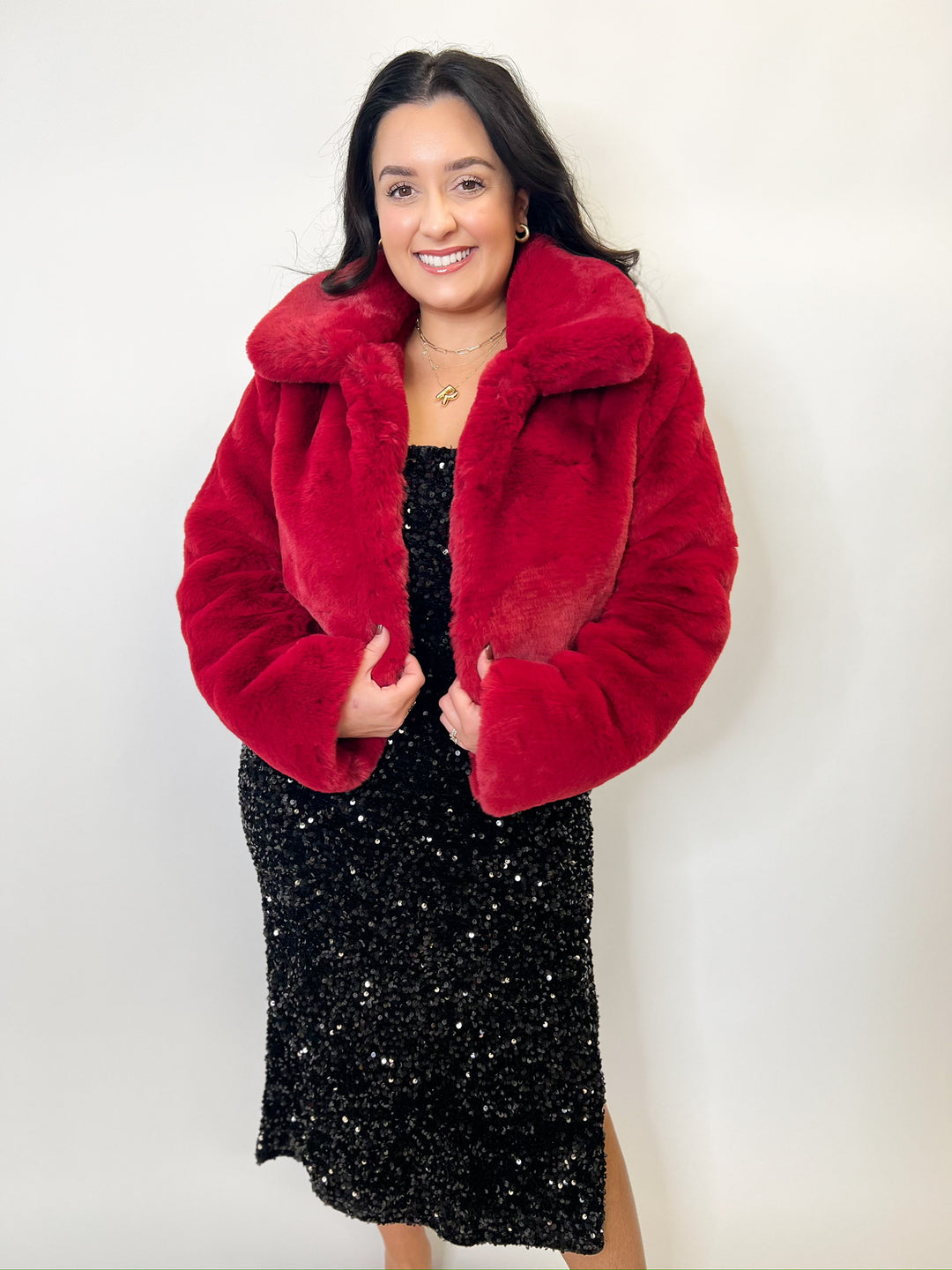 Vivian’s Red Fur Cropped Jacket