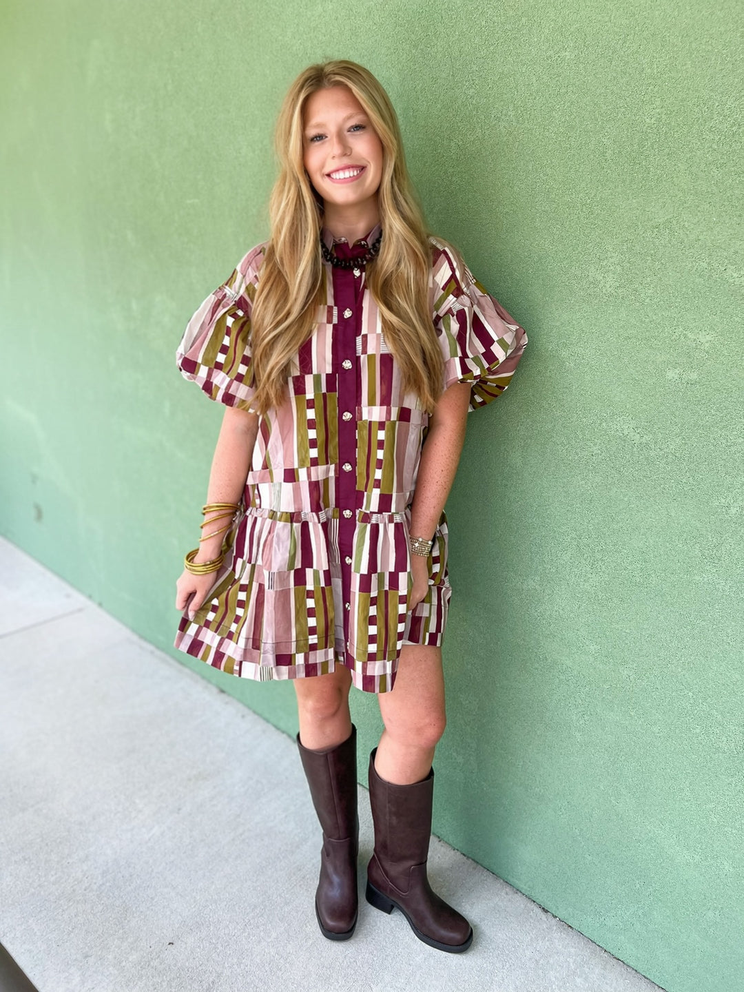 Carrie Plum Mix Striped Dress