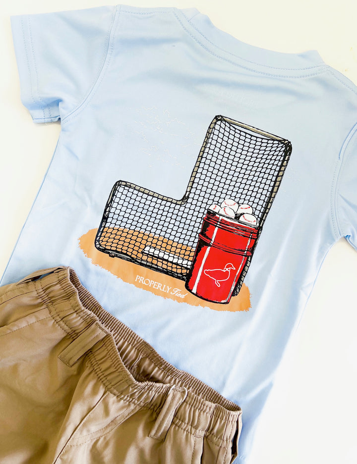 Boys Baseball Bucket Light Blue Performance Tee