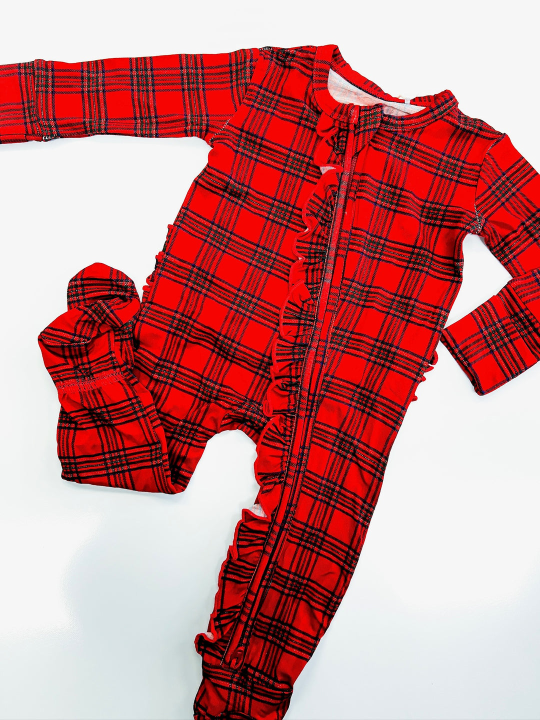 Christmas Plaid Ruffle Footie