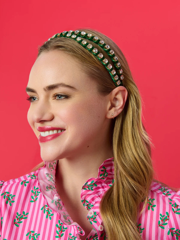 Green Rhinestone Double Headband